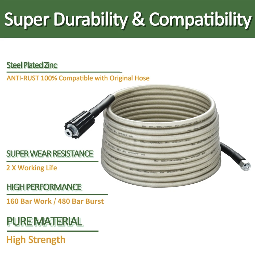 Shower Water Hose 2~40m High Pressure Water Cleaning Hose Pipe Cord Pressure Washer Hose Extension for Karcher Bosch Black & Decker Makita