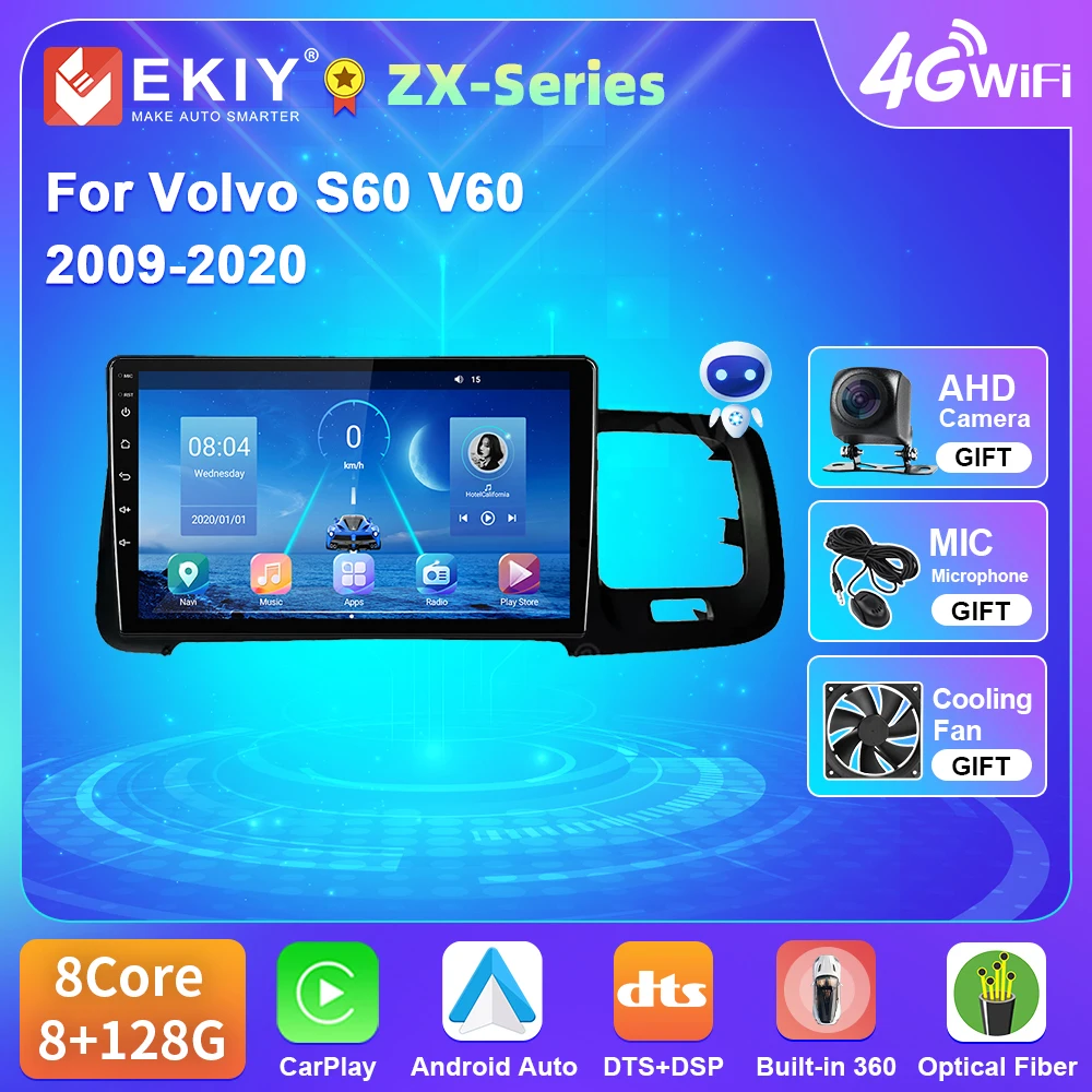 

EKIY T5 Android 10 For Volvo S60 V60 2009-2020 Car Radio 4G WIFI Video Player Carplay Android Auto No DVD 2Din Multimedia