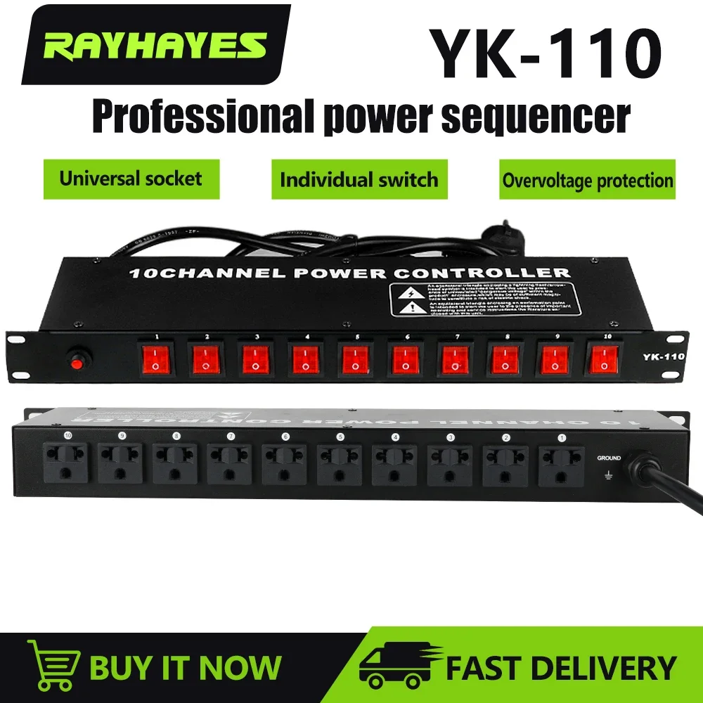 RAYHAYES YK-110 Audio Digital Power Sequencer 10 Channel High Power Equipment Independent Switch Supply Controller Protector