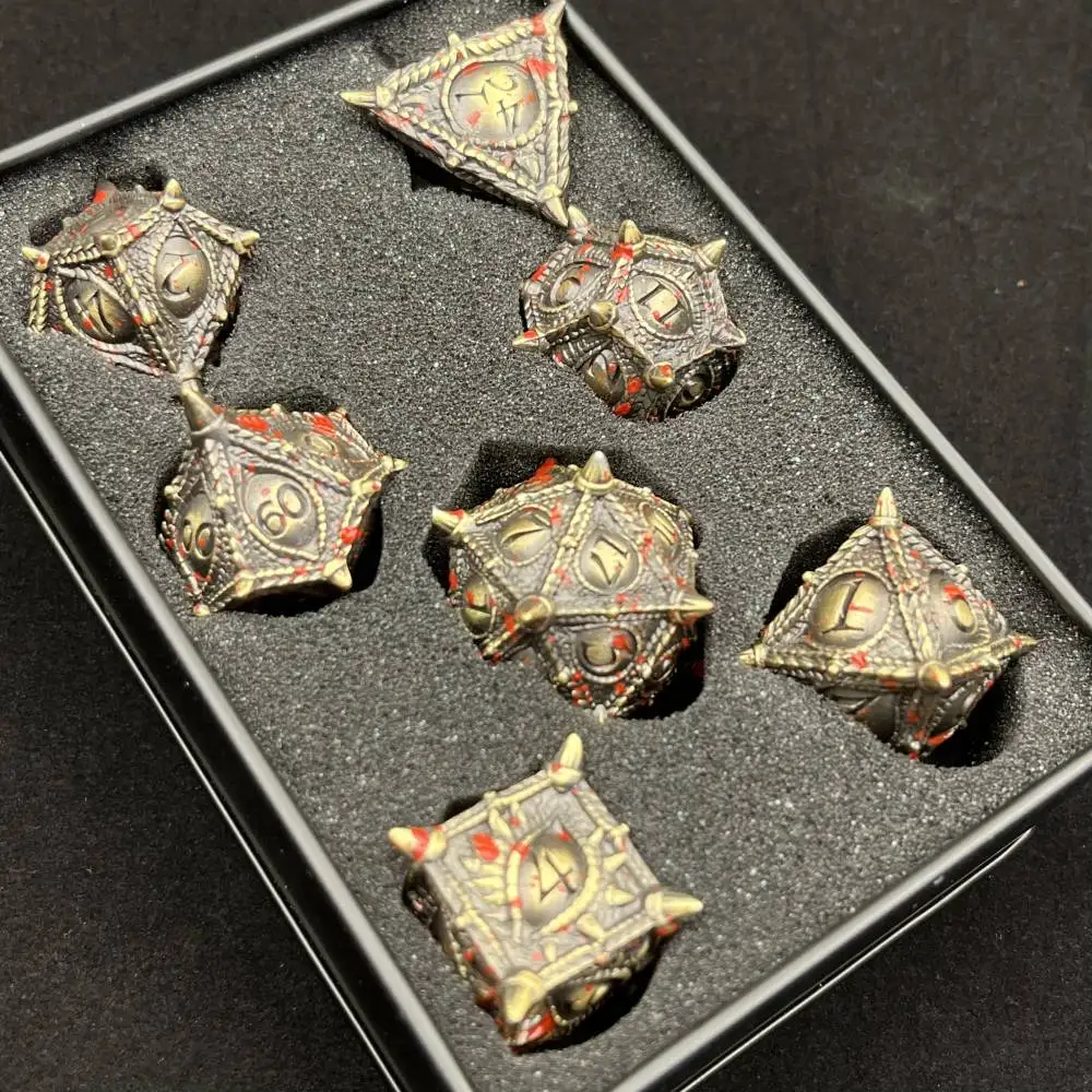 

Metal D&D Dice DND Dice set Dungeons and Dragon Dices Board Game RPG Polyhedral Dragon Dice Role Playing Games Bronze Blood Dice
