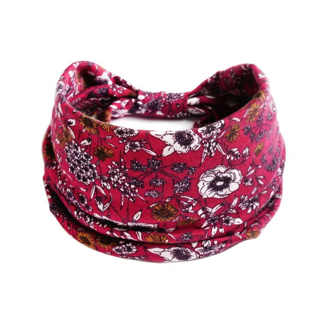 Summer Bohemian Bandanas Elastic Hair Bands Yoga Exercise Cotton Headband Women Headwear Print Vintage Cross Unisex Scrunchies 10