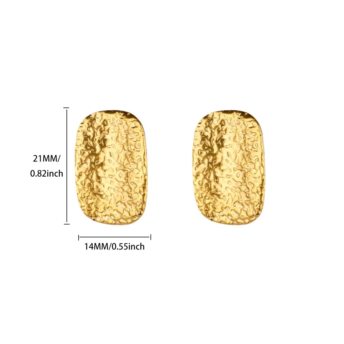 Stainless Steel Square Textured Stud Earrings for Women