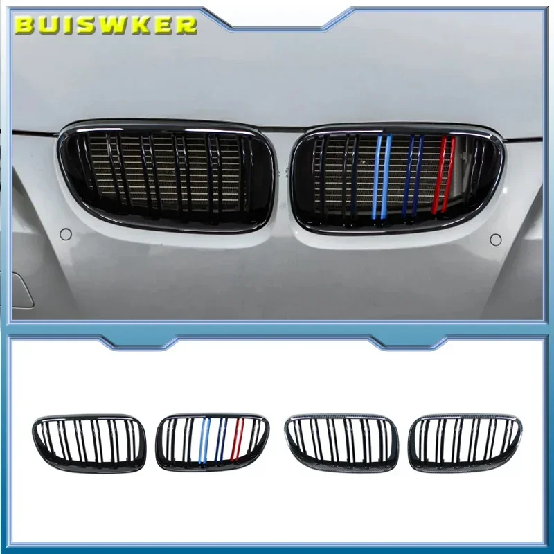 2Pcs Auto Stil Schwarz Front Niere Doppel Lamellen Grill Grille für-BMW E92 E93 3-Serie 328I 335I Coupe LCI 2010-2013