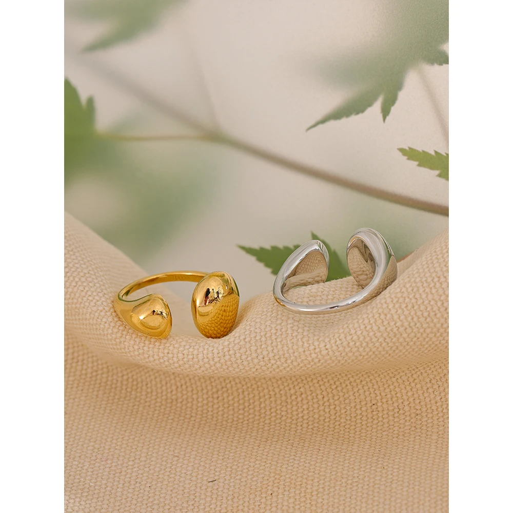 Yhpup Stainless Steel Minimalist Open Adjustable Ring