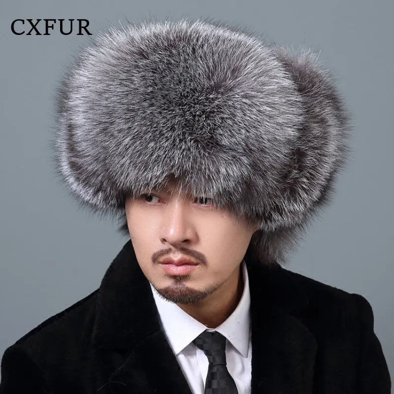 

Winter Furry Gorgeous Natural Color Fox Fur Russian Earflap Hat CX-C-47B