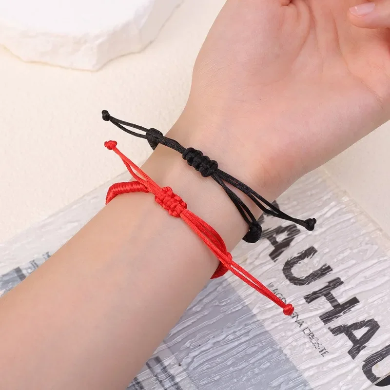 Pulsera de hilo rojo de la suerte para mujer, pulsera Budista Tibetano ajustable, tejida a mano, nudos de cuerda trenzada, joyería, 1-10 piezas