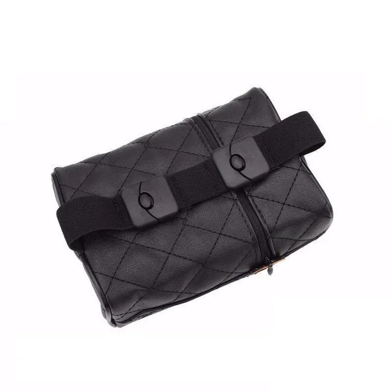 Tissue Box Solid Color Checkered Leather Wear-Resistant Car Seat Back Hanging Tissue-Bag