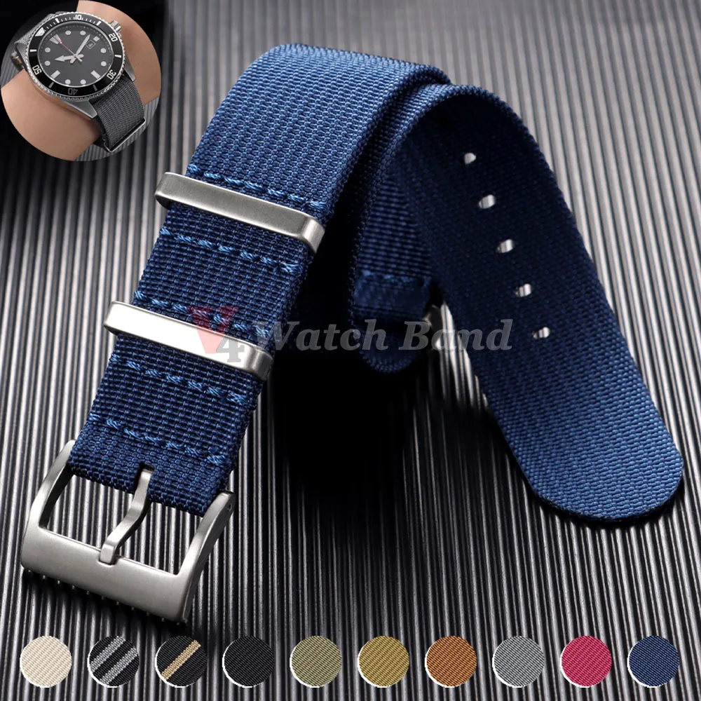 Premium Woven Nylon Sport Watchband - One Piece Weave Strap, High Quality Fabric