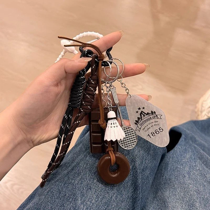 2025 New Premium Bag Badminton Pendant Alkali Water Bread Chocolate Hand Rope Hanging Rope Bag Hanging Keychain Accessories