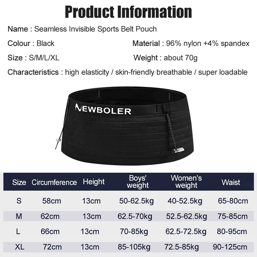 NEWBOLER Elastic Sports Waist Bag Pack Lightweight Running Race Number Belt For Triathlon Marathon Cycling Mountaineering Bag 2
