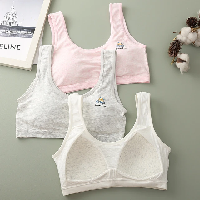 Teen Girls Clothing Training Bras Puberty Young Girls Cotton Children Sport  Underwear Teenagers Student Camisole Vest 8-16y - Training Bras - AliExpress