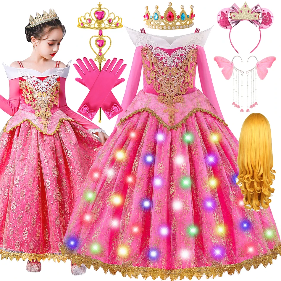 Princess Aurora Dress Girls Sleeping Beauty Costume Cosplay Per Bambini Compleanno Abiti Halloween Carnival Party Girls Costume 10