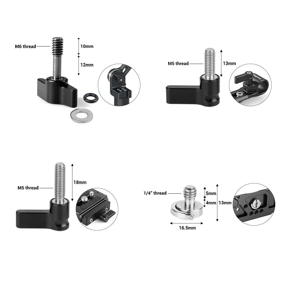 SmallRig 스크류 래칫 윙넛 세트, 스크류 키트, 보관함 3995 포함, 1/4 인치, 3/8 인치, M5, M6