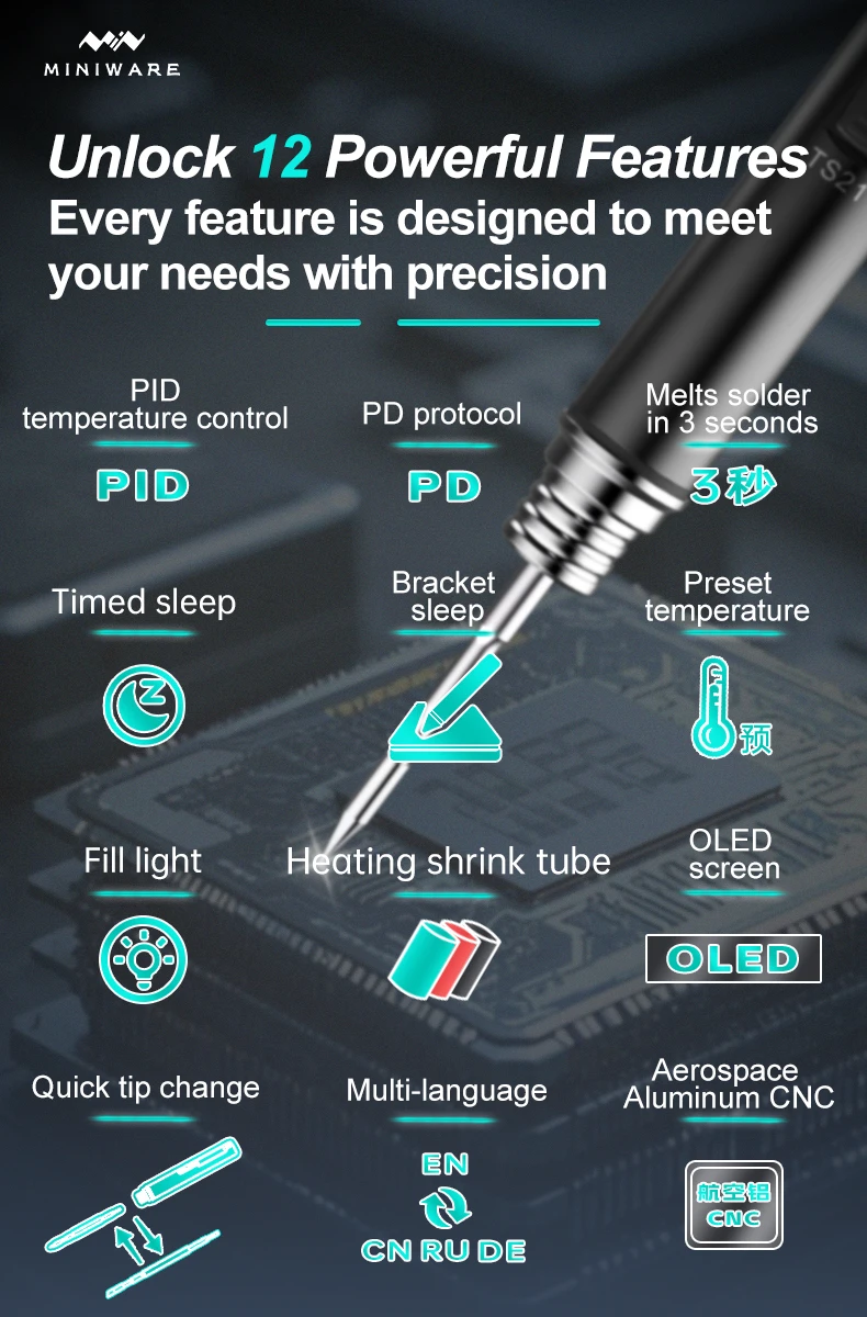 Original TS21 Soldering Iron Portable PD 100W 100-450℃ Adjustable Temperature Pr
