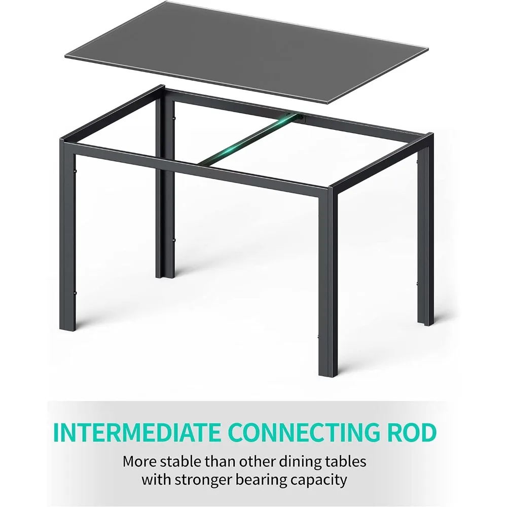 Description Picture 4 of item5 Piece Glass Dining Table Set, Kitchen and Chairs for 4, PU Leather Modern Room Sets for Home, Kitchen, Living Room