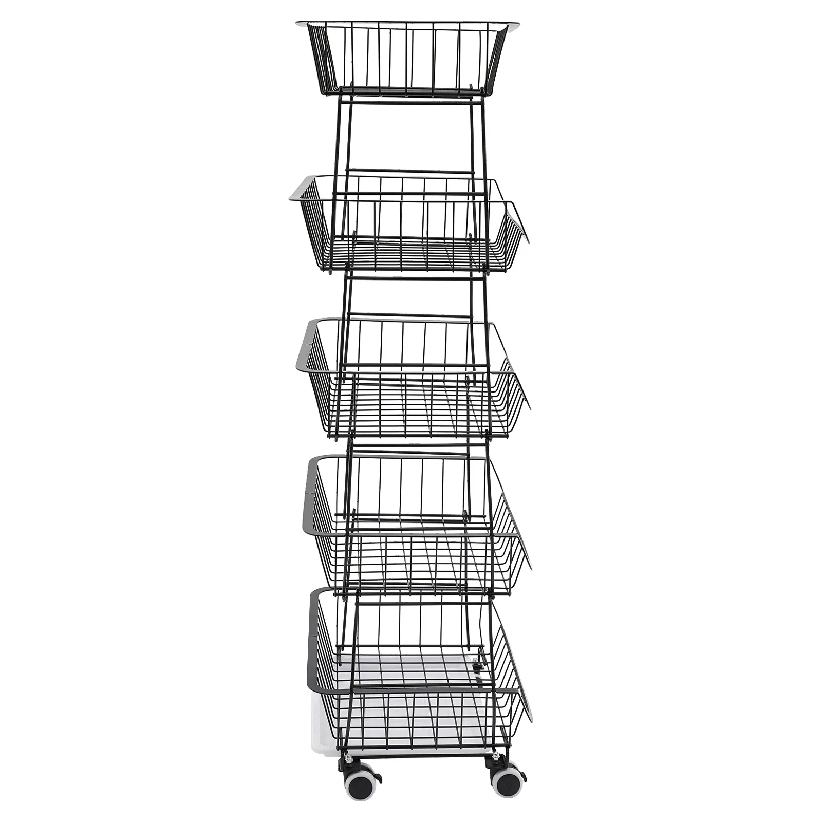 5-Tier Storage Basket Kitchen Rolling Cart for Fruits and Snacks, Floor-Standing Mobile Rack,Bathroom Storage Shelf,Grocery Rack