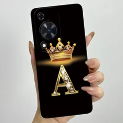 Crown Initial Letter Couple Phone Case - Soft Silicone TPU Lens Protective Casing for Huawei Nova Y72S (HEI - TYHEI4A)