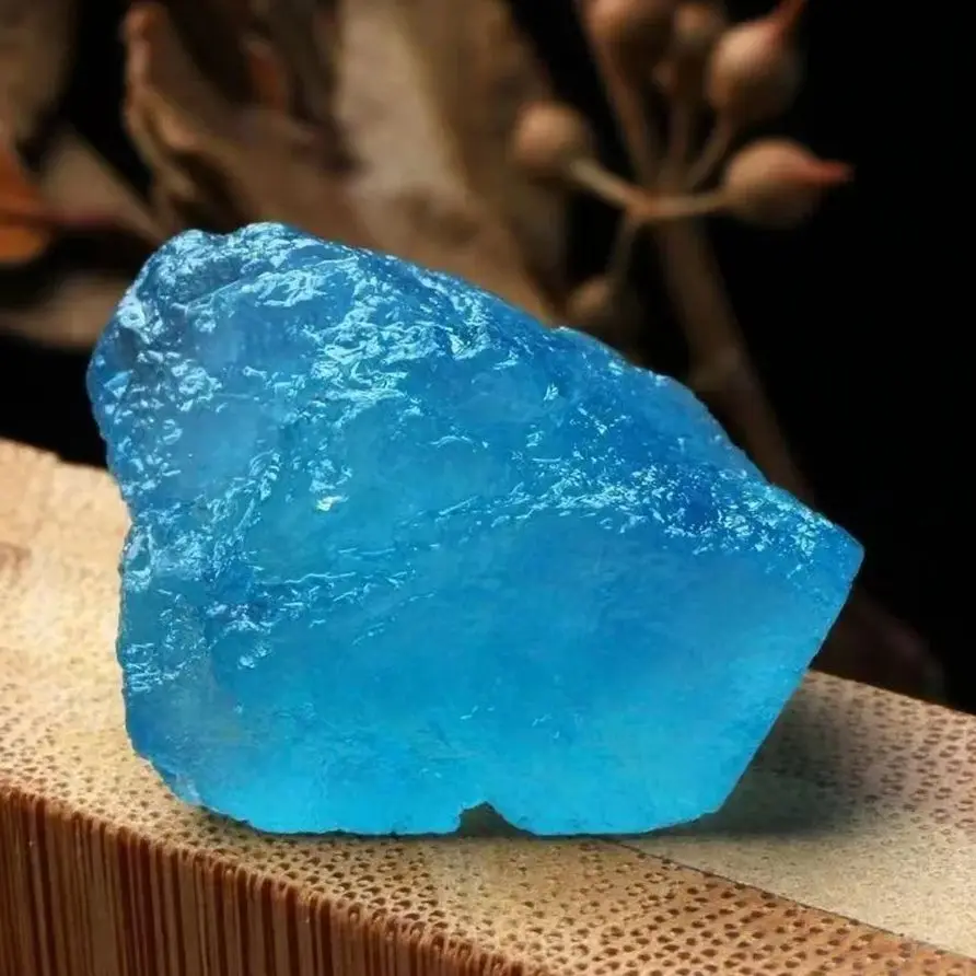 Superbe saphir de mer, pierre brute et cristal d'aigue-marine naturelle, reiki és, pierre précieuse, spécimen de cristal