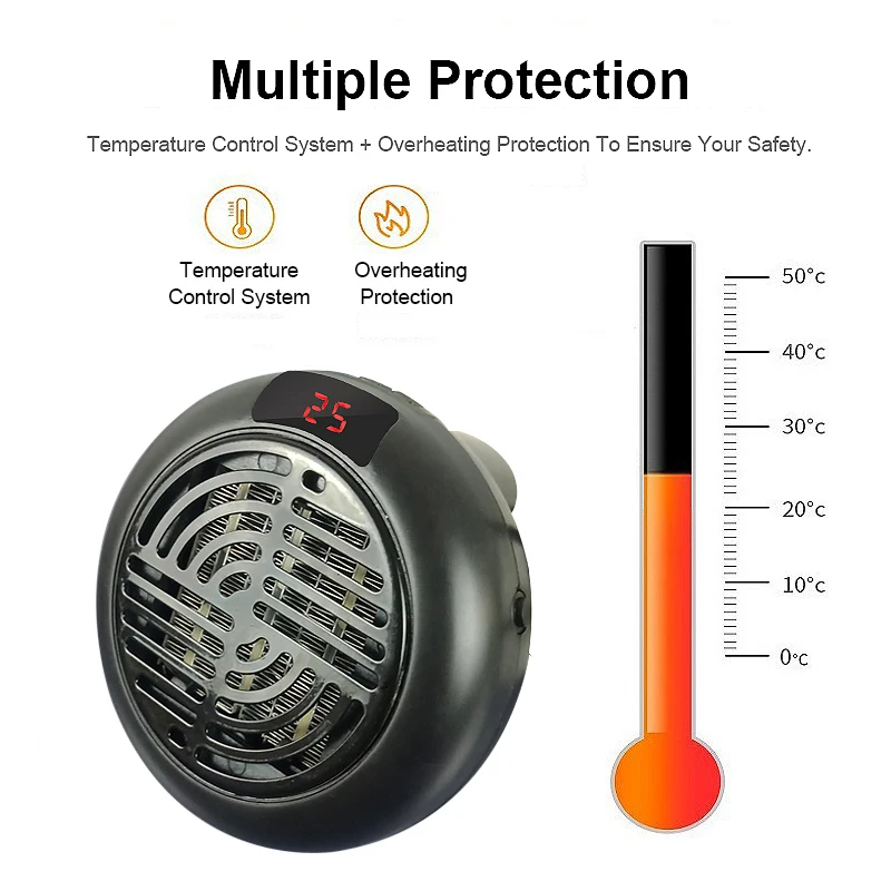 Portable Remote Control electric heater 900W Mini Fan heater Home wall mounted indoor space fan