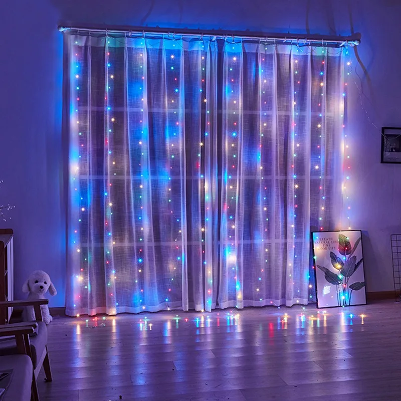 Christmas Lights Curtain Garland 2023 Merry Christmas Decorations for Home Christmas Ornaments Xmas Gifts Navidad New Year 2024