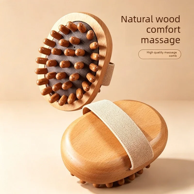 Spazzola anticellulite per il corpo olio essenziale lenitivo massaggio termale pettine per capelli massaggio addominale per gambe cuscino in legno spazzola meridiana - immagine 4