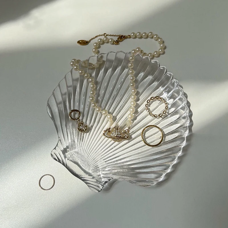 Jewelry Storage Tray Jewelry Storage Trays Shell Plate Pure White Ceramic Dishes Ring Earings Plate Home Decorative Tray Design