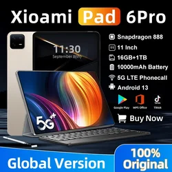 Original Global Version Tablet Android 13.0 Pad 6 Pro Snapdragon 888 16GB+1024GB Tablets PC 5G Dual SIM Card WIFI 4K HD Mi Tab