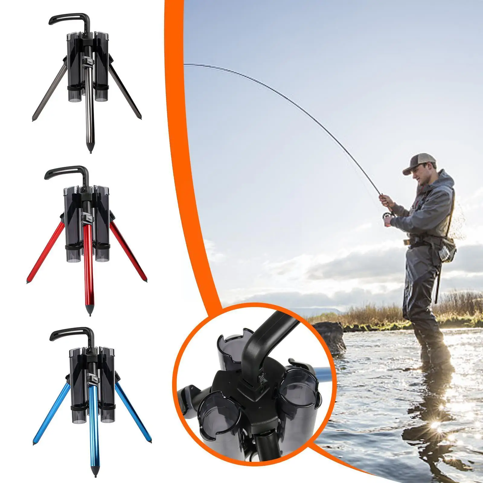Portable Fishing Rod Tripod Bracket Adjustable Folding Aluminum Tools Wear resistance Triangle