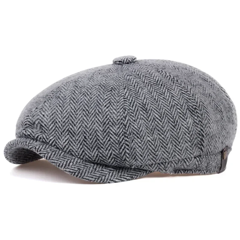 Newsboy Cap Newsboy Hat Winter Retro British Style Newsboy Cap Men Vintage Luxury Unisex Octagonal Flat Cap Cotton Ascot Caps Beanie