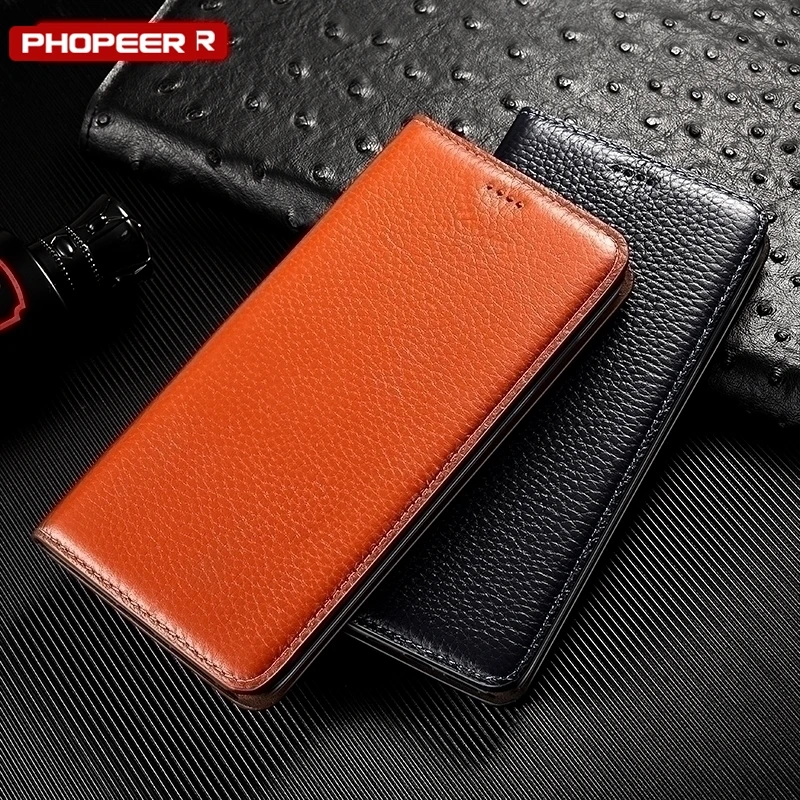 Luxury Genuine Leather Flip Wallet Cover Case - Premium Design