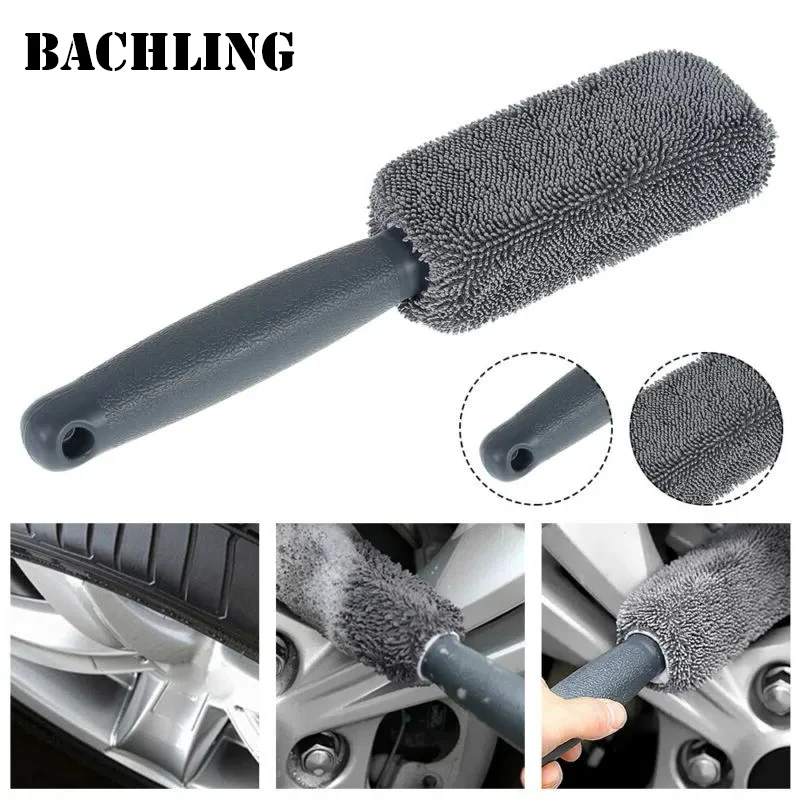 2Piece Car Wash Brush Microfiber Tire Scrubber Wheel Brush Trunk Dust Remover Car with Plastic Handle Auto Washing Cleaner Tools 3