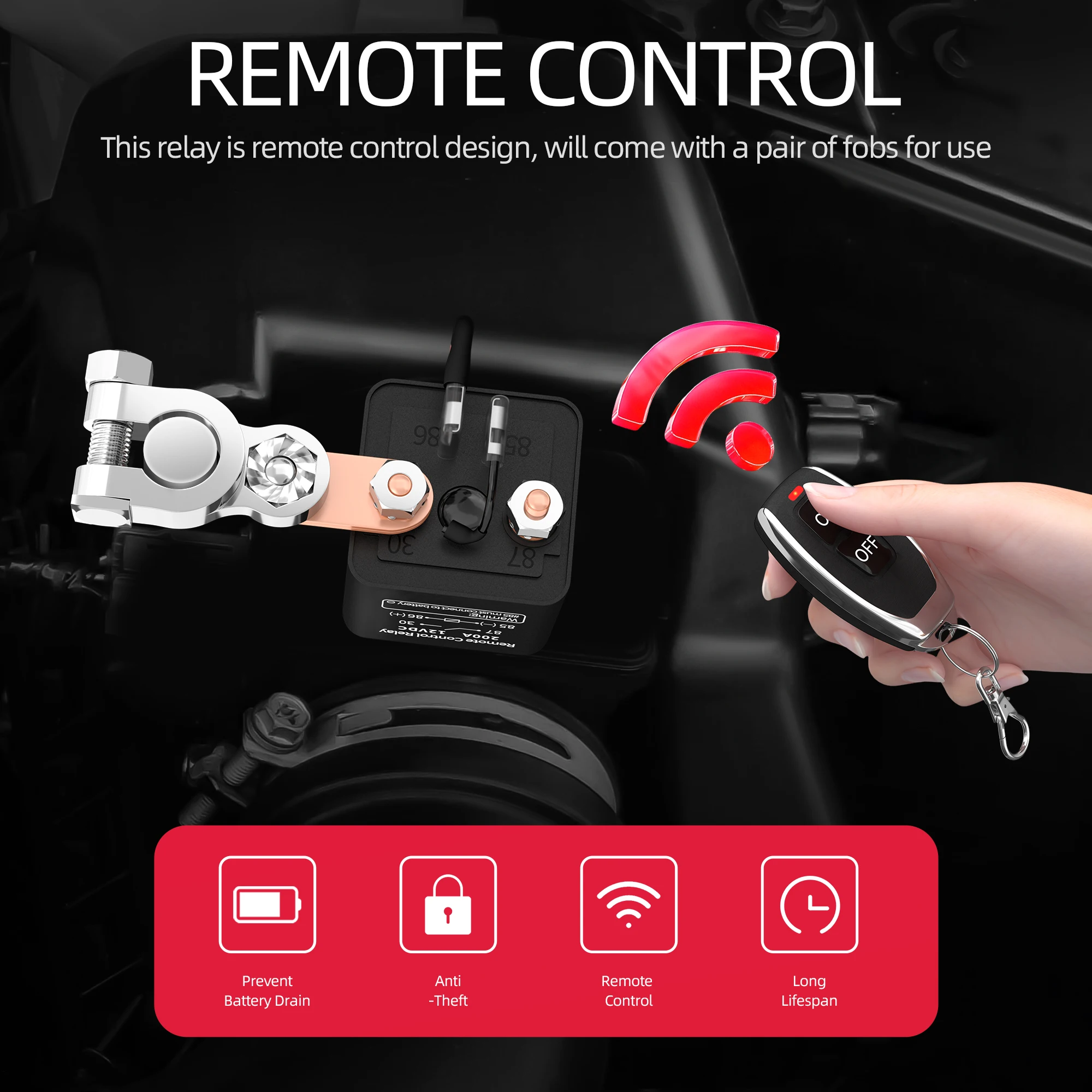 Interruptor de aislador de batería Universal, relé integrado para  motocicleta, coche, RV, con desconexión de Control remoto inalámbrico, CC  de 12V - AliExpress