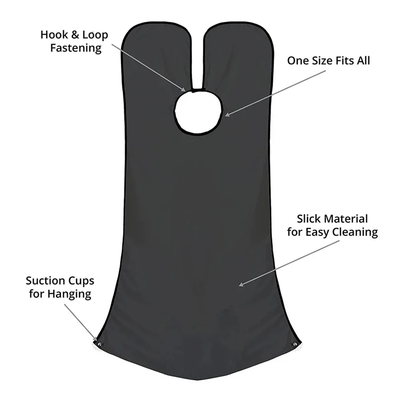 Men's Beard Shaving Cape Collector Non-Stick Gathering Cloth Bib Apron With Strong Suction Cup