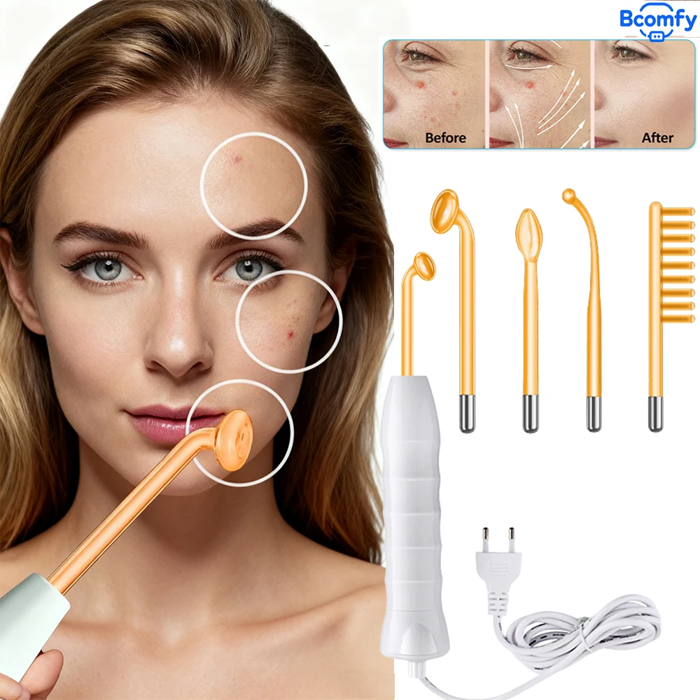 Portable High Frequency Facial Machine Electrotherapy Therapy Wand Electrode Glass Tube Skin Wrinkle Device Face Skin Care tools