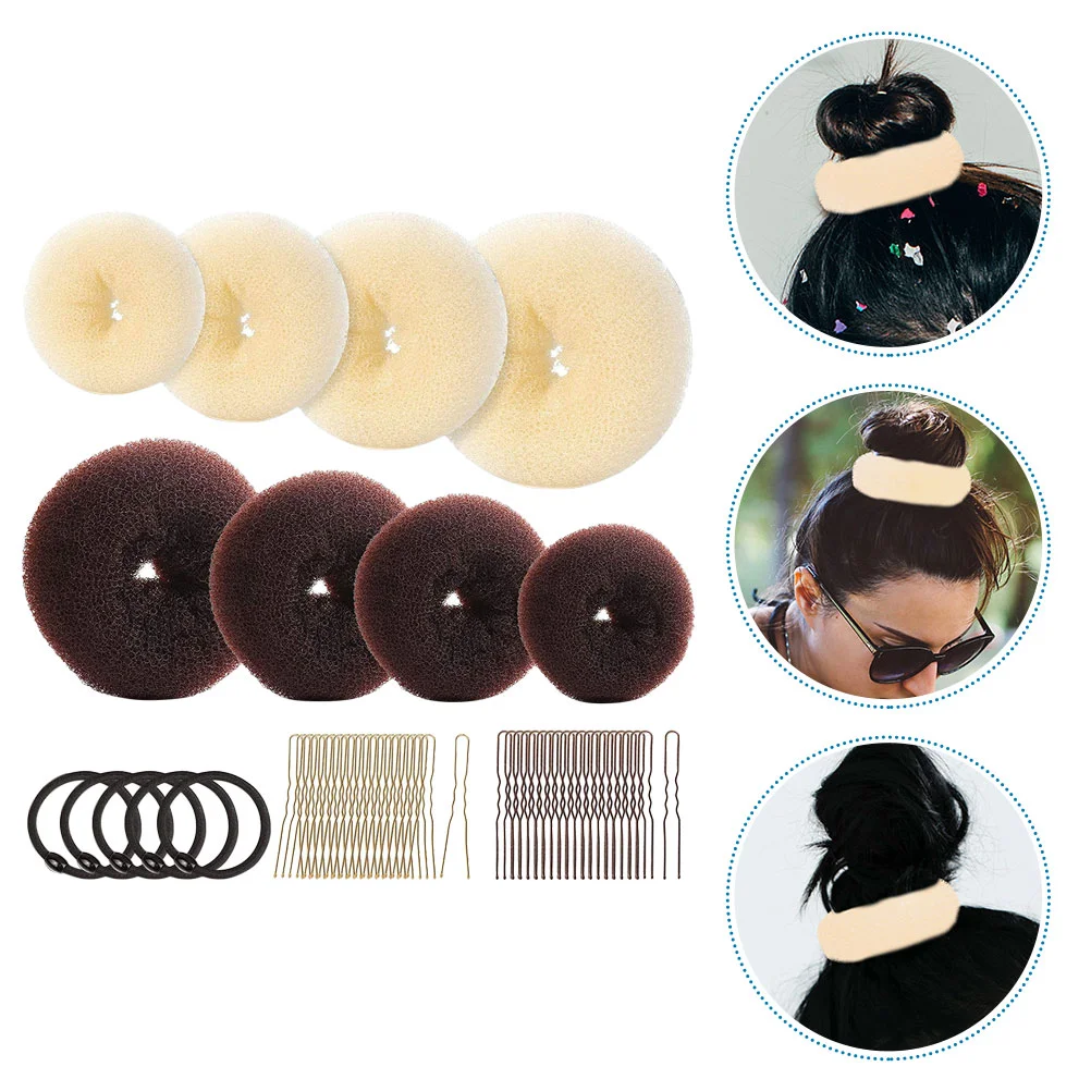 

1 Set Donut Hair Bun Makers U-shaped Pins Hair Ties Women Girls Hair Styling Supplies