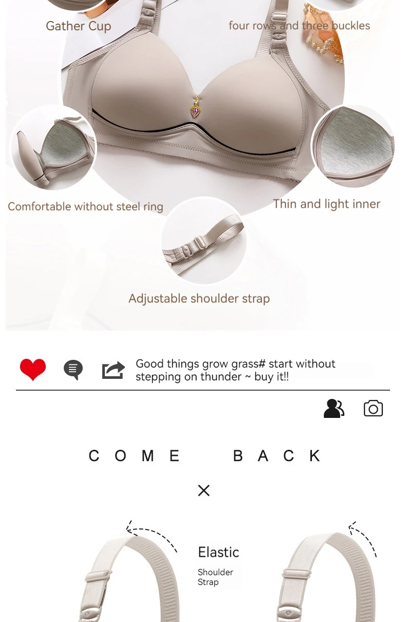 6 stücke Sexy Verschluss Bh Frauen Vorderen Befestigungs Bh Drahtlose Bhs für Frauen Push-Up Dessous Plus Größe Büstenhalter Keine stahl Ring Bh – Detail 3