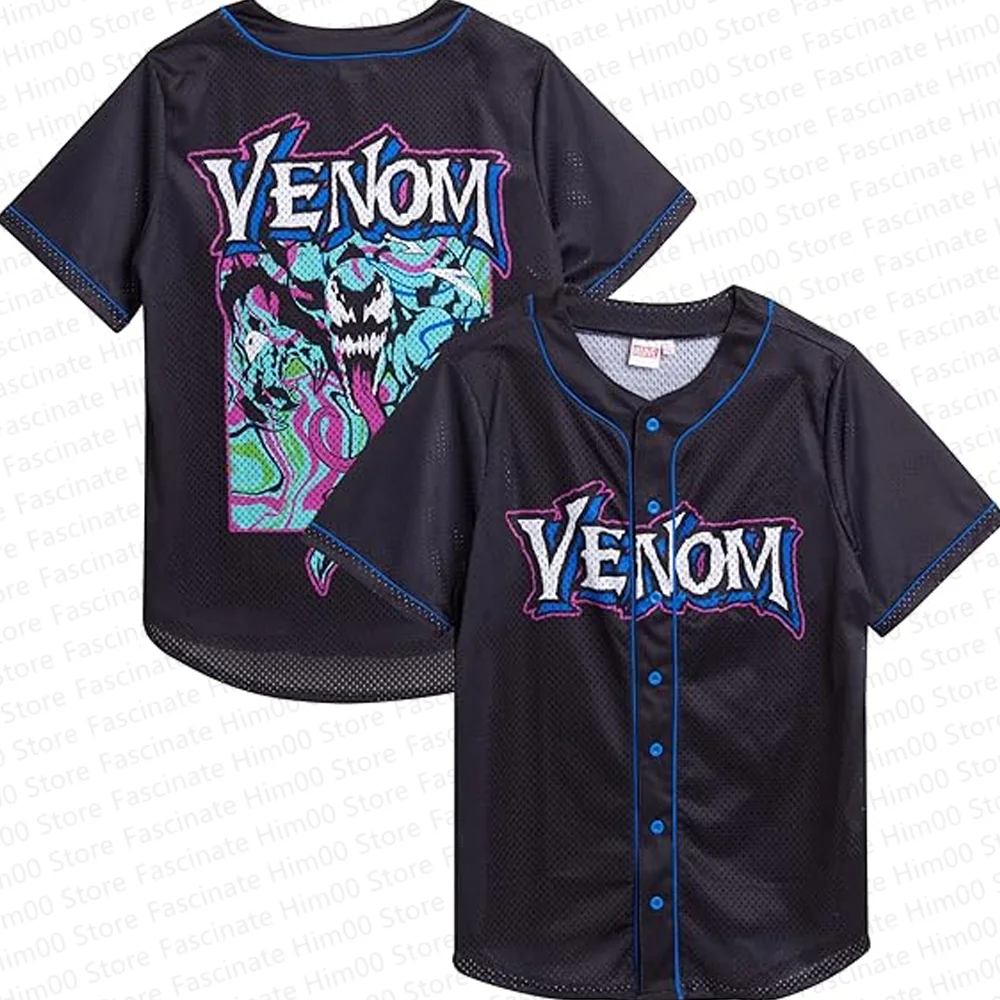 Marvel Venom cool Tshirt Mens summer short-sleeved sports baseball uniform T shirt Pig Man Venom childrens baseball T shirt set 6