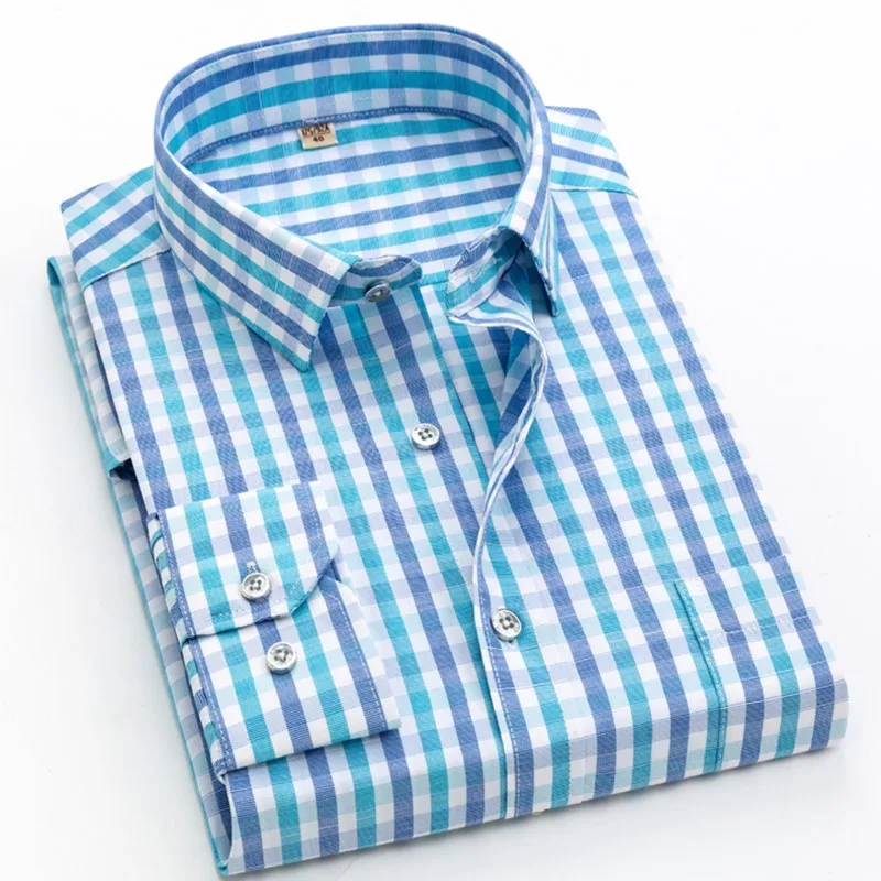 

Business Casual men's Long Sleeved Shirt Plaid Version Shirt Youthful And Handsome Casual Shirt Fashionable Pink Plaid Dropship
