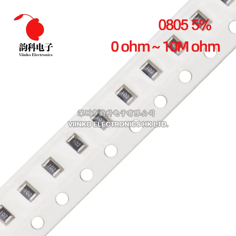 100pcs 0805 5% 1/8W SMD chip resistor 0R ~ 10M 1R 10R 100R 220R 330R 470R 1K 2.2K 4.7K 10K 47K 100K 1M 0 1 10 100 330 470 ohm