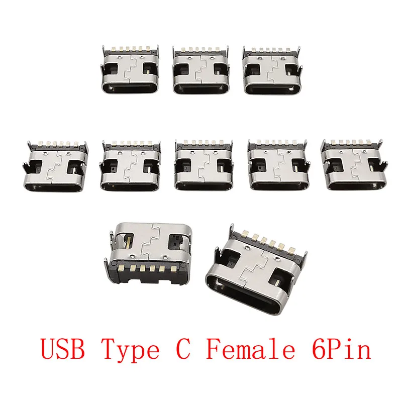 10PcsUSB31TypeCConnectorFemaleJack6PinUSBTypeCSocketSMD.jpg