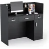 Modern Reception Desk with Counter and Storage Shelves Reception Room Desk (Black)  18.9"D x 43.7"W x 47.2"H 1