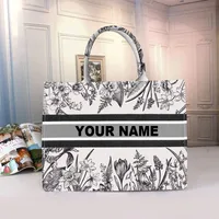 European And American Style Large Capacity Fashionable Printed Flower Handbag Customizable Letter Canvas Book Bag 6