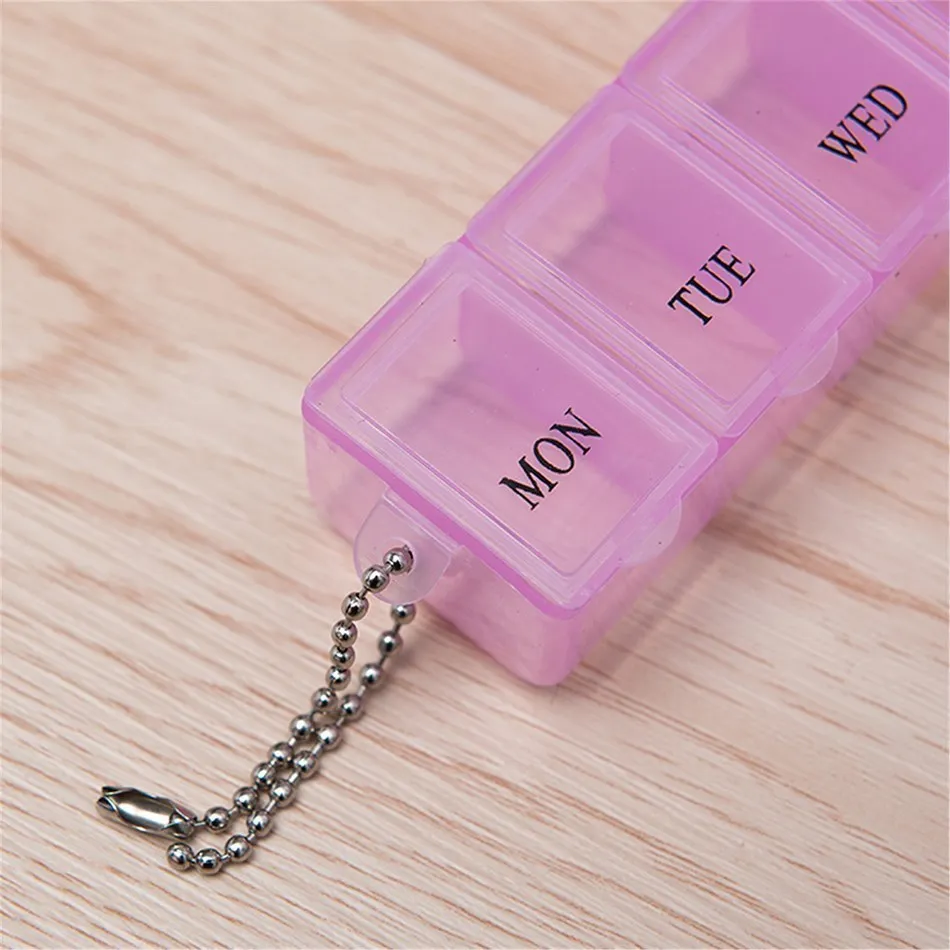 Plastic Pill Box Portable Exquisite Threecolor Plastic 7 Days Small