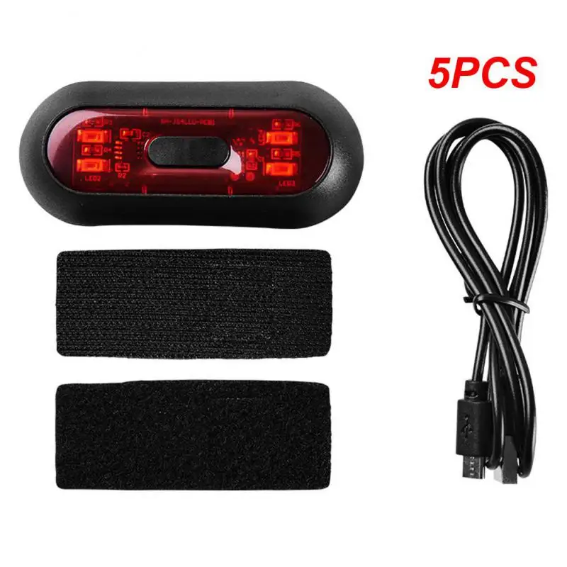 

5PCS Bike Taillight USB Rechargeable Motorcycle Helmet Taillamp Safety Signal Warning Lamp Waterproof LED Light Rear