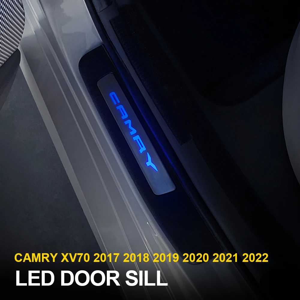 4PcsBlueIlluminatedLEDDoorSillScuffPlateGuardForToyotaCamry