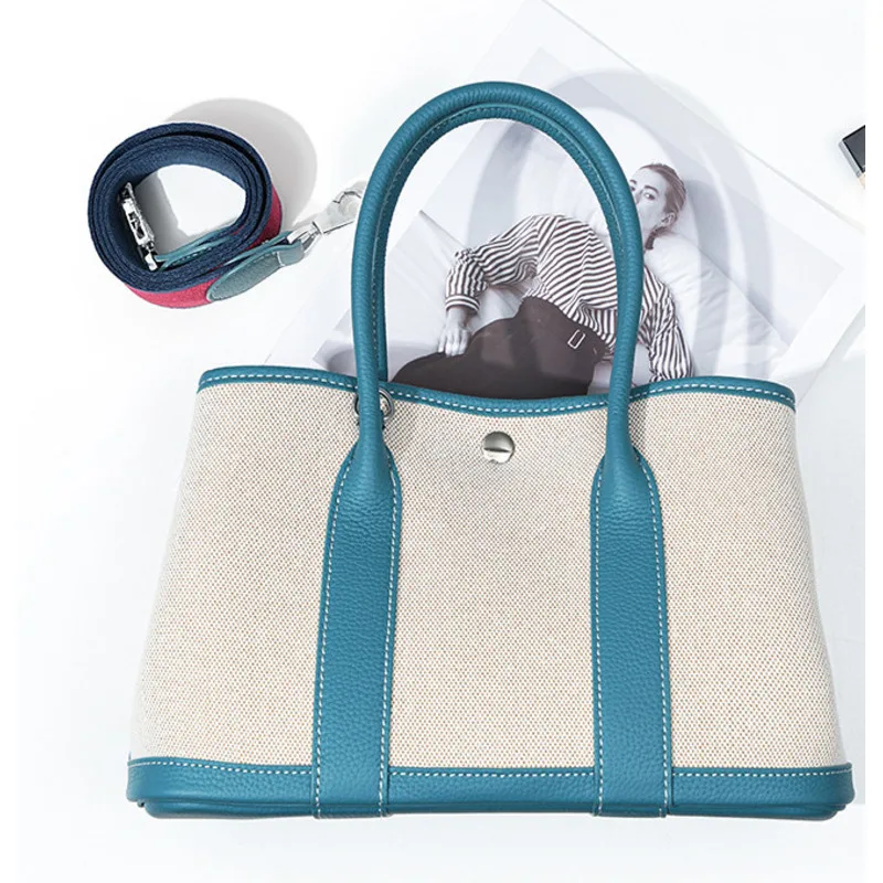 Top Bag Shoulder Layer Cowhide Large Capacity Canvas Handbags For Women Casual High-Quality Messenger Versatile Luxury Crossbody