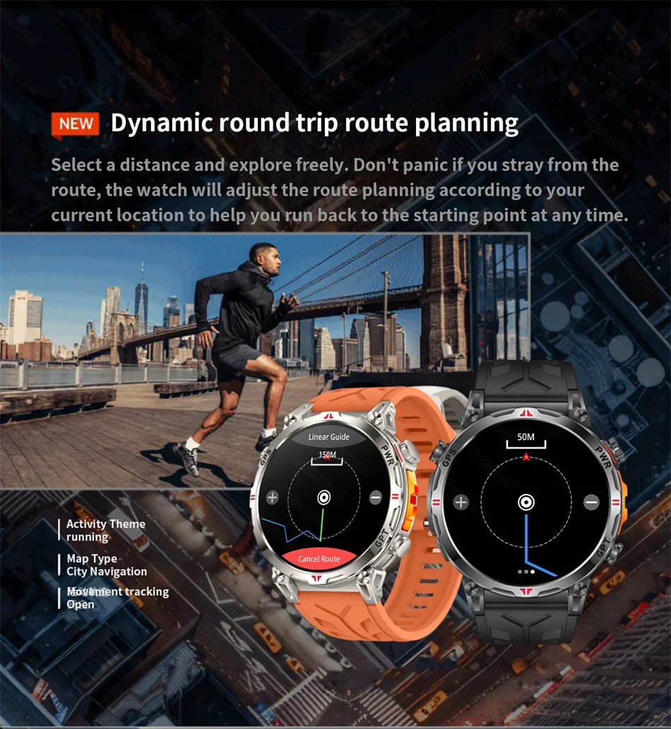 Smart Watches 1.56" AMOLED Screen GPS Fitness Tracking Compass 3ATM 650Mah Call 100+ Sports Smartwatch AI GPT For Android iOS