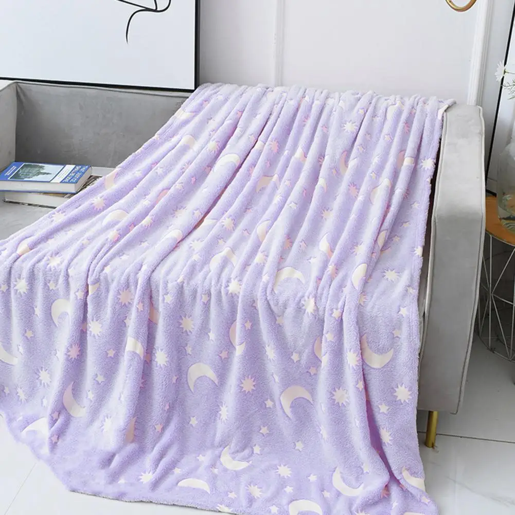 Coperta Da Tiro Stars Moons Pattern Regali A Doppia Faccia Warm Glow In The Dark Pink Bed Nap Coperta Per Ufficio