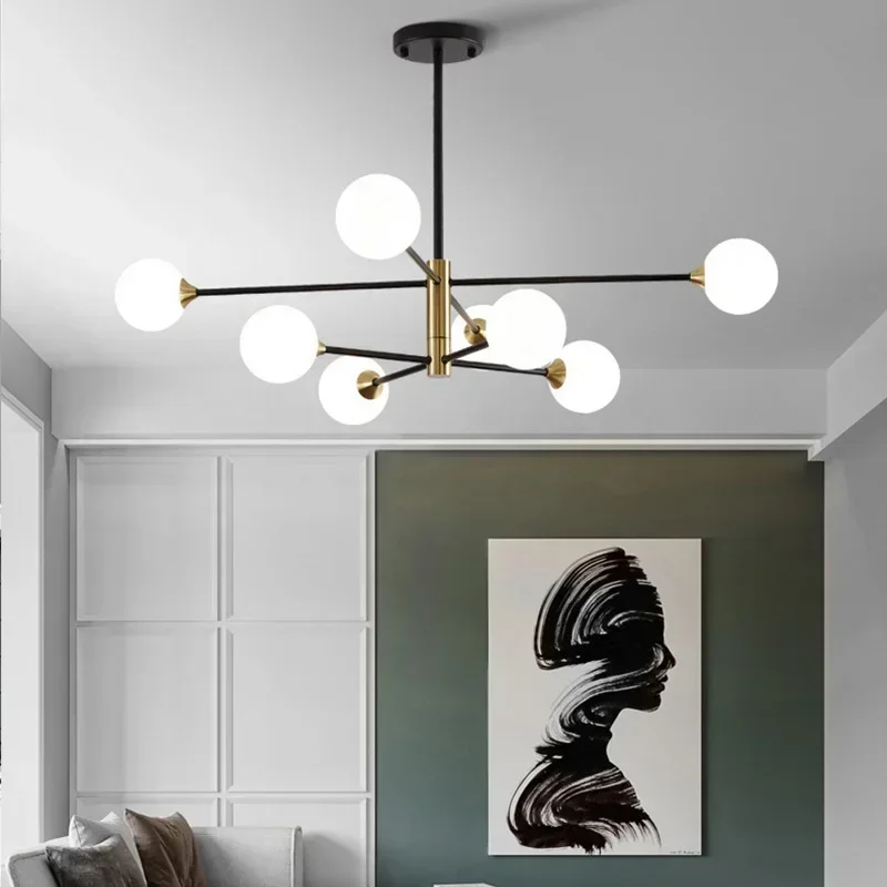 Modern Nordic Sputnik Black Chandeliers LED Lamp 4/6/8Light Home Lighting Indoor Fixtures Pendant Ceiling Not Included Bulbs Led Chandelier Ceiling Chandelier