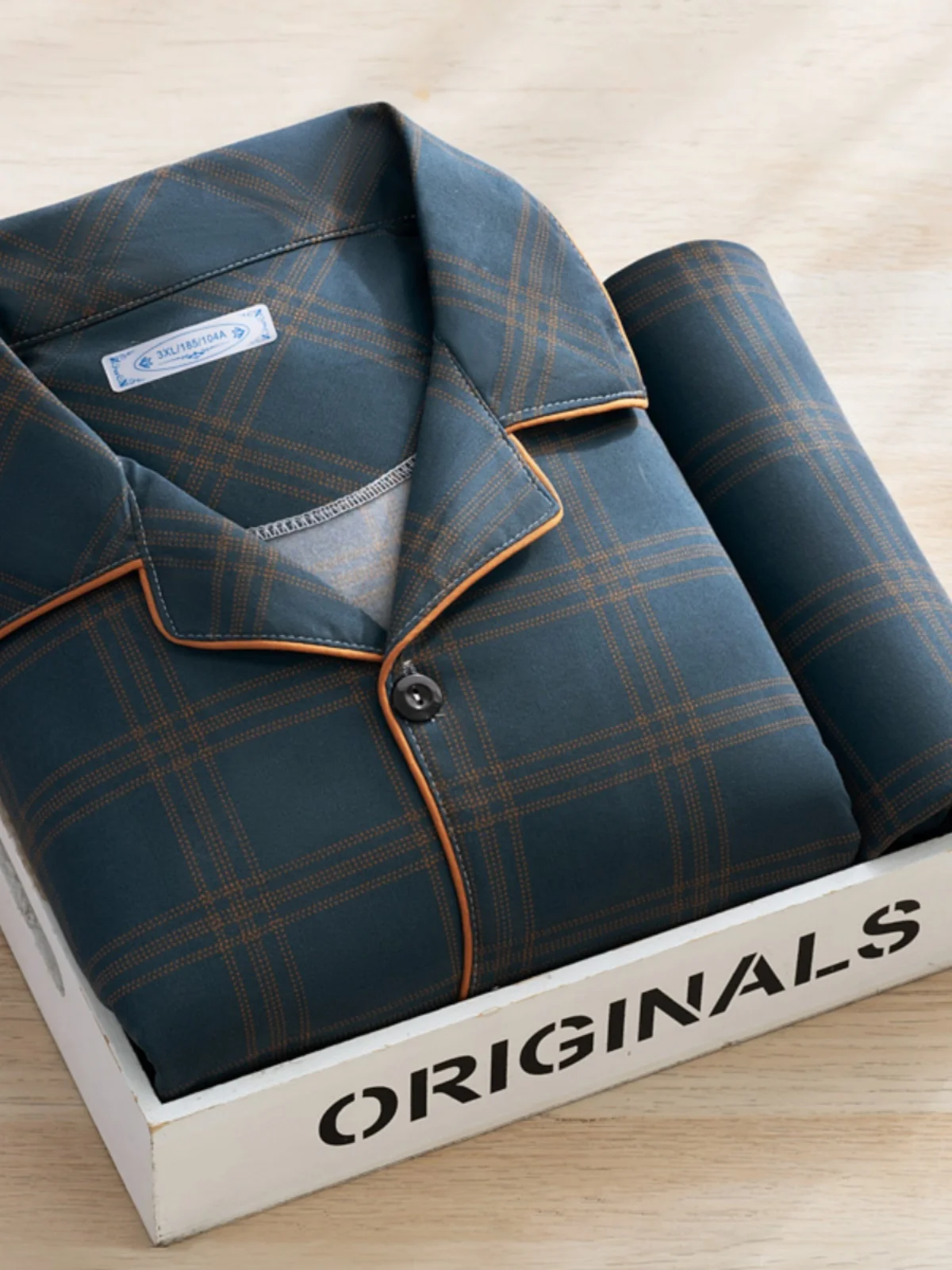 Men's Thin Cotton Pajamas Long Sve Long Pants Two-Piece Set Casual Simple Print Letter Home Wear Spring Autumn Youth Sle